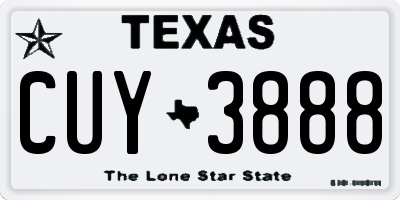 TX license plate CUY3888