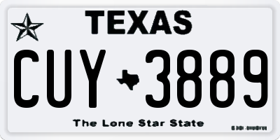 TX license plate CUY3889