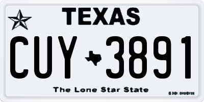 TX license plate CUY3891