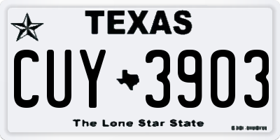 TX license plate CUY3903