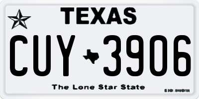 TX license plate CUY3906