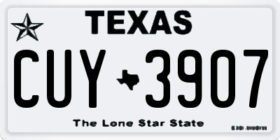 TX license plate CUY3907