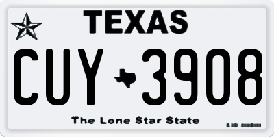 TX license plate CUY3908
