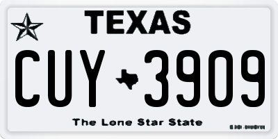 TX license plate CUY3909