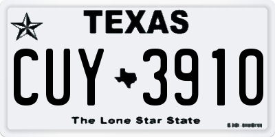 TX license plate CUY3910