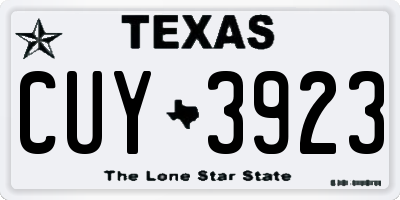 TX license plate CUY3923