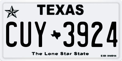 TX license plate CUY3924