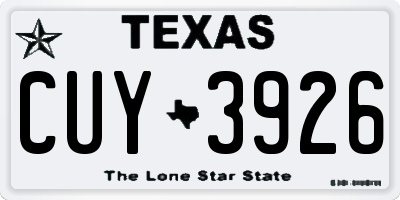 TX license plate CUY3926
