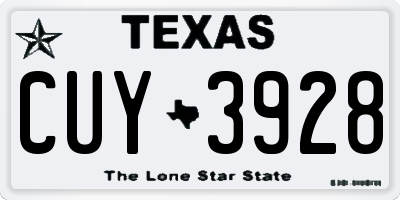 TX license plate CUY3928
