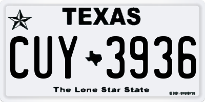 TX license plate CUY3936