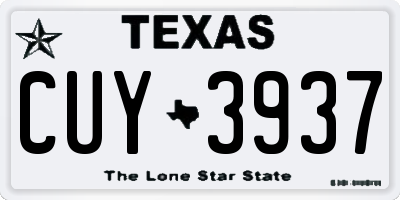 TX license plate CUY3937