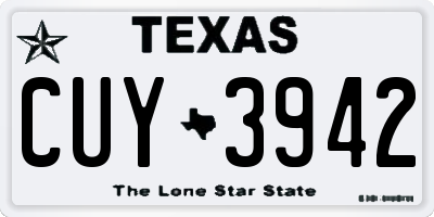 TX license plate CUY3942