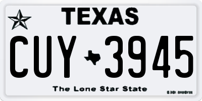 TX license plate CUY3945