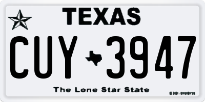 TX license plate CUY3947