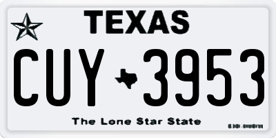 TX license plate CUY3953