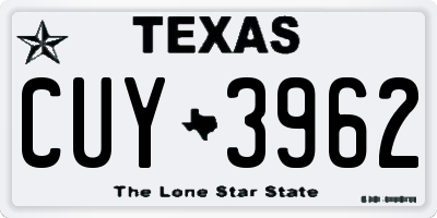 TX license plate CUY3962