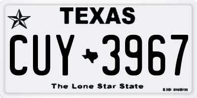 TX license plate CUY3967