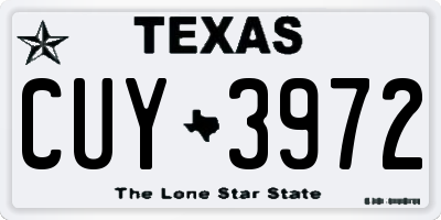 TX license plate CUY3972