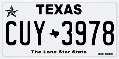 TX license plate CUY3978
