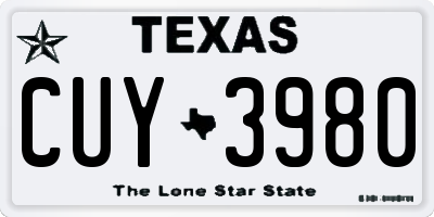 TX license plate CUY3980