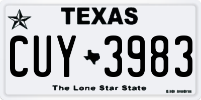 TX license plate CUY3983