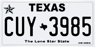 TX license plate CUY3985