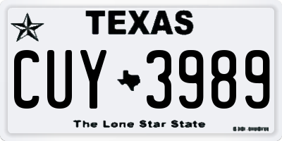 TX license plate CUY3989