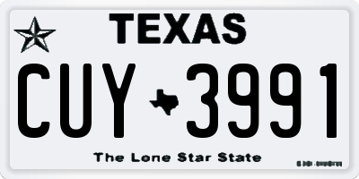 TX license plate CUY3991