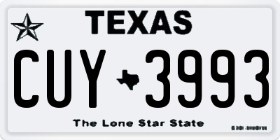 TX license plate CUY3993