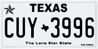 TX license plate CUY3996