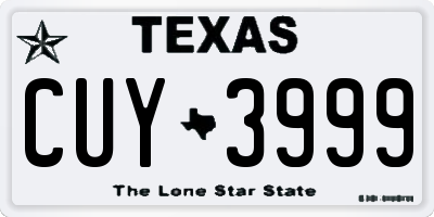 TX license plate CUY3999