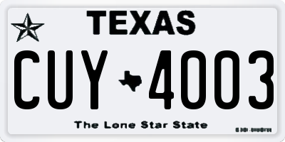 TX license plate CUY4003