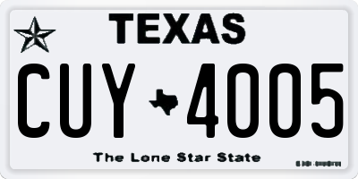 TX license plate CUY4005