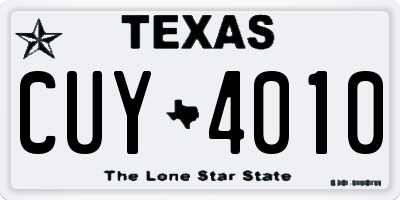 TX license plate CUY4010