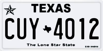 TX license plate CUY4012