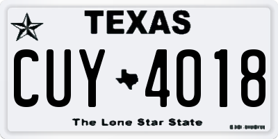 TX license plate CUY4018