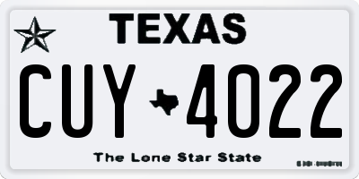 TX license plate CUY4022