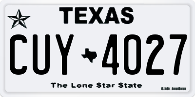 TX license plate CUY4027