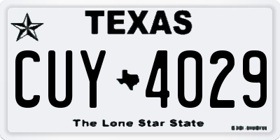 TX license plate CUY4029