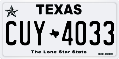TX license plate CUY4033