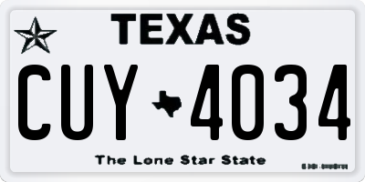 TX license plate CUY4034