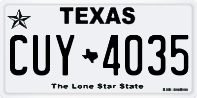 TX license plate CUY4035