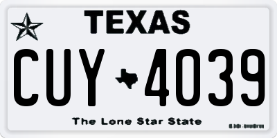 TX license plate CUY4039