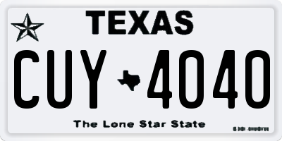 TX license plate CUY4040