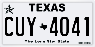 TX license plate CUY4041