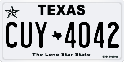 TX license plate CUY4042