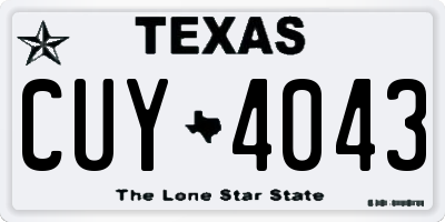 TX license plate CUY4043