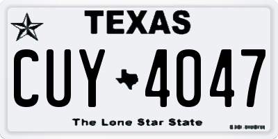 TX license plate CUY4047