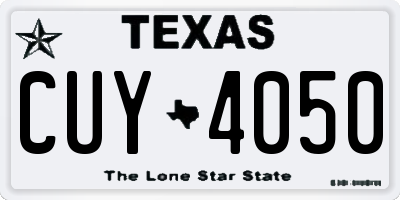 TX license plate CUY4050