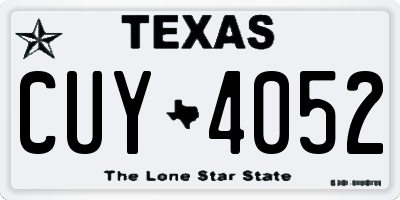 TX license plate CUY4052